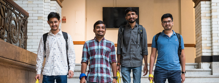 Photo of 4 International Students at Graduate Student Orientation